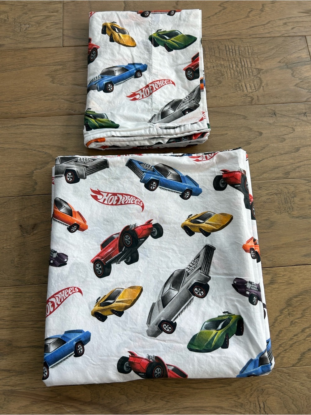 Pottery Barn Kids Hot Wheels Twin Sheet & Pillowcase 100% Organic Cotton